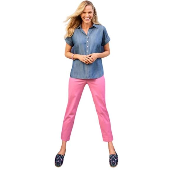 Vintage Y2k Talbots Pink Flat Front Perfect Crop Pant - Picture 1 of 5